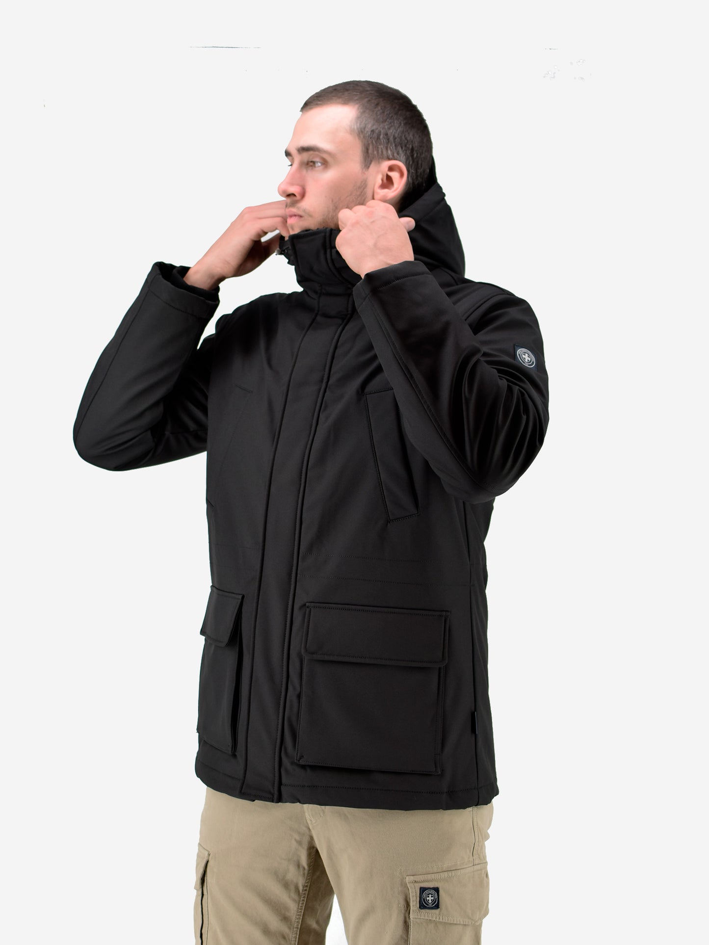Giubbotto uomo con cappuccio Fortis Nero