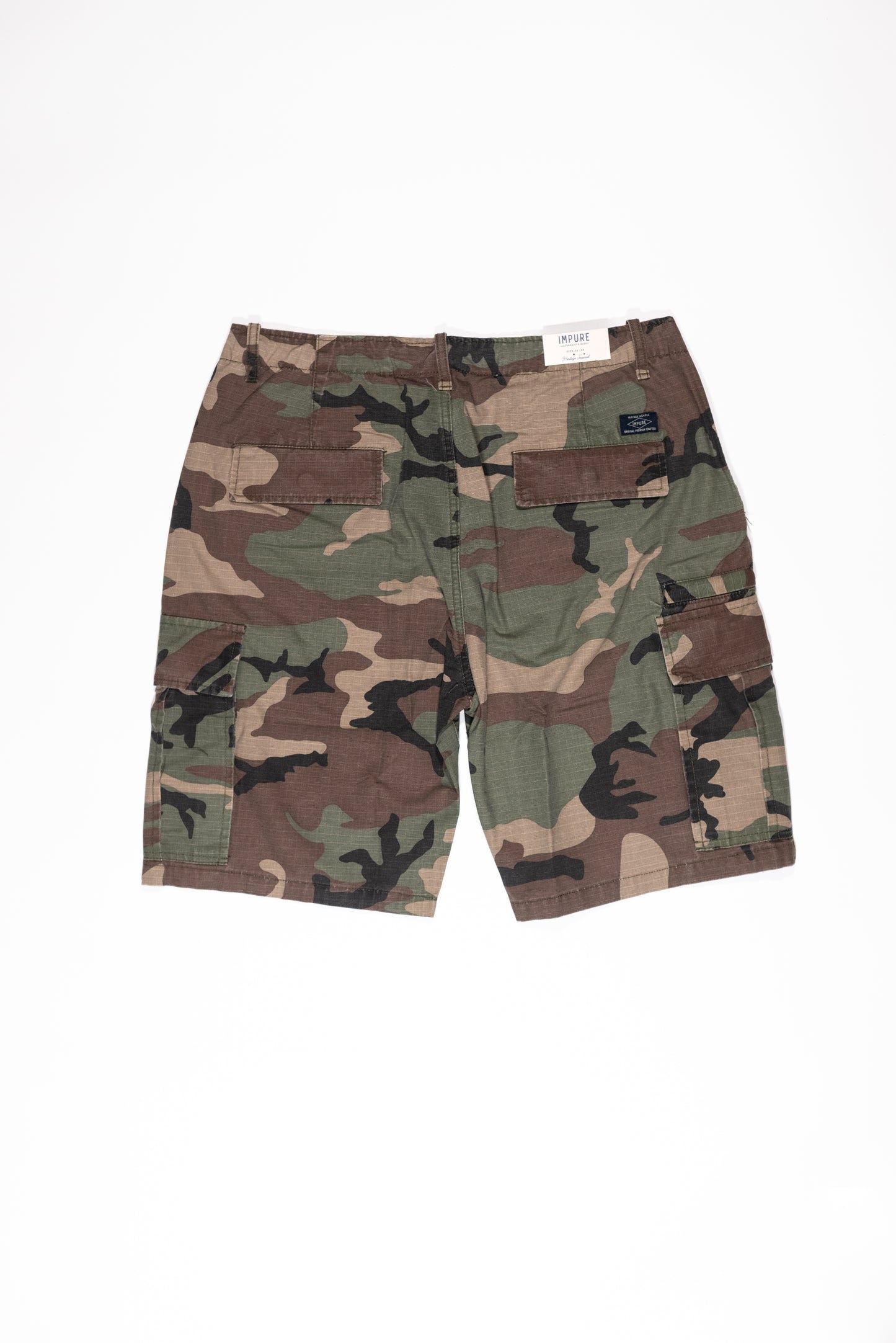 IMPURE Bermuda Cargo Verde Mimetico in tessuto Ripstop