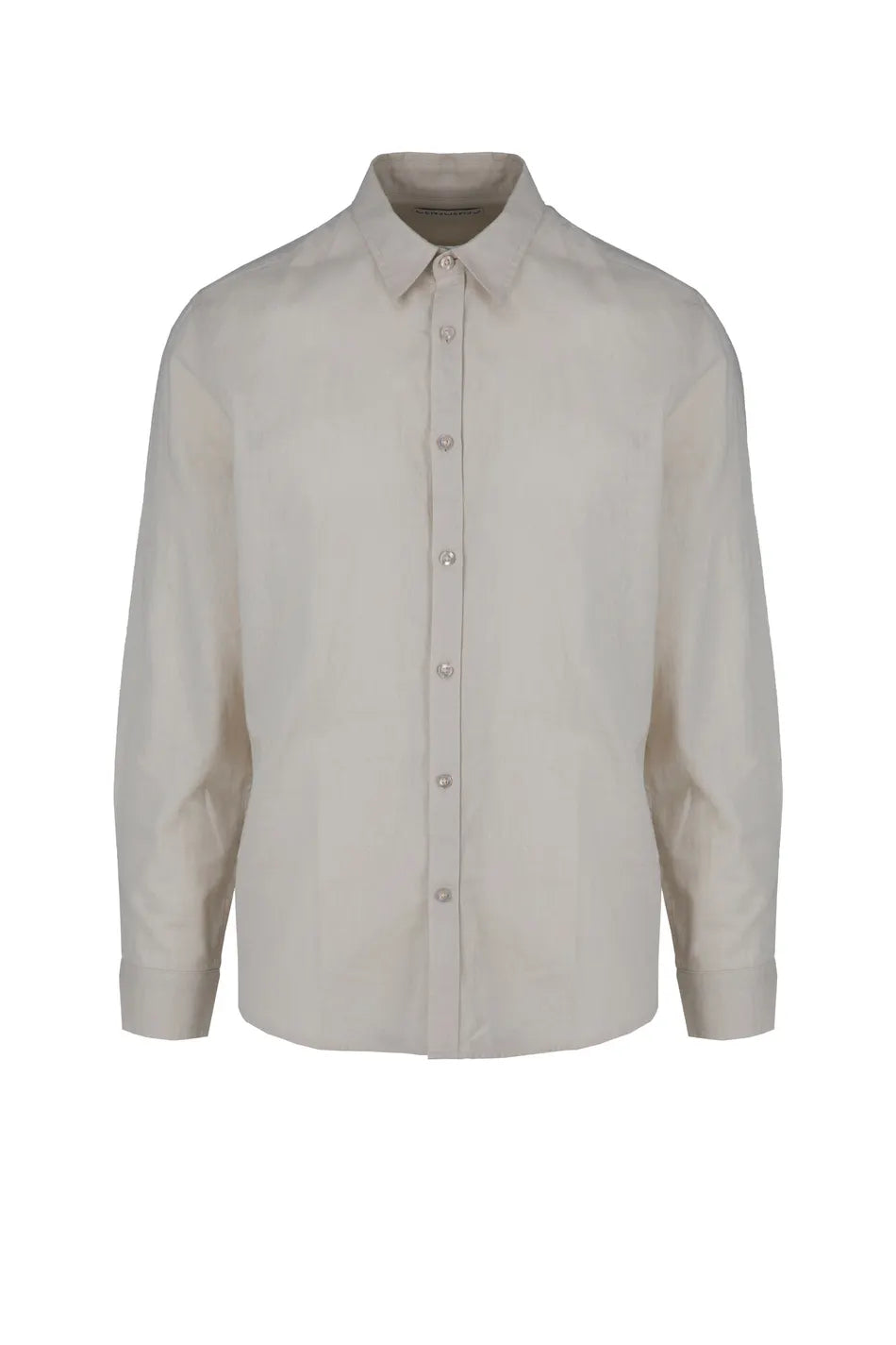 Censured - Camicia Uomo Manica Lunga Misto Lino Sabbia