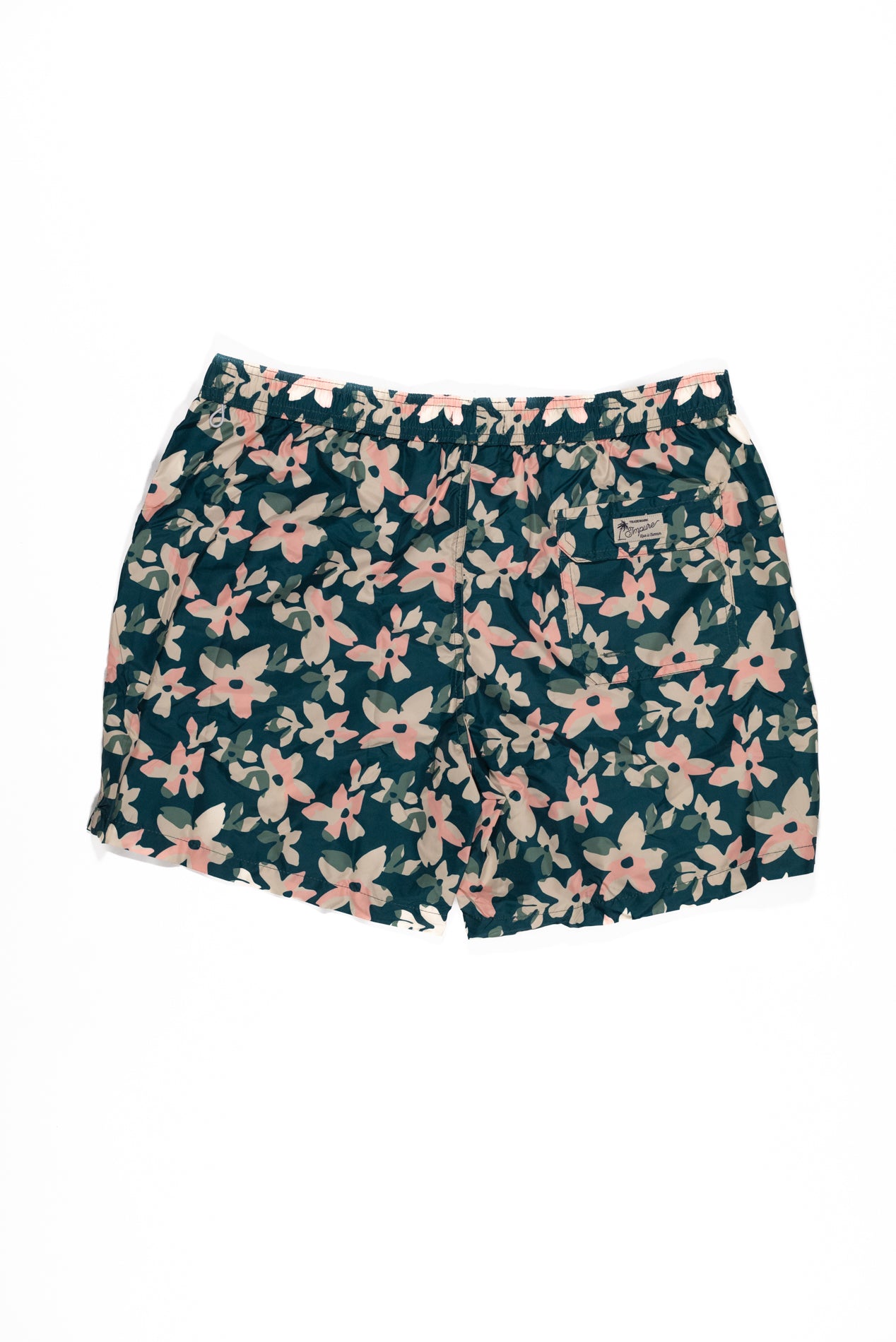 IMPURE Pantaloncino Mare Verde Floreale con Pochette Integrata