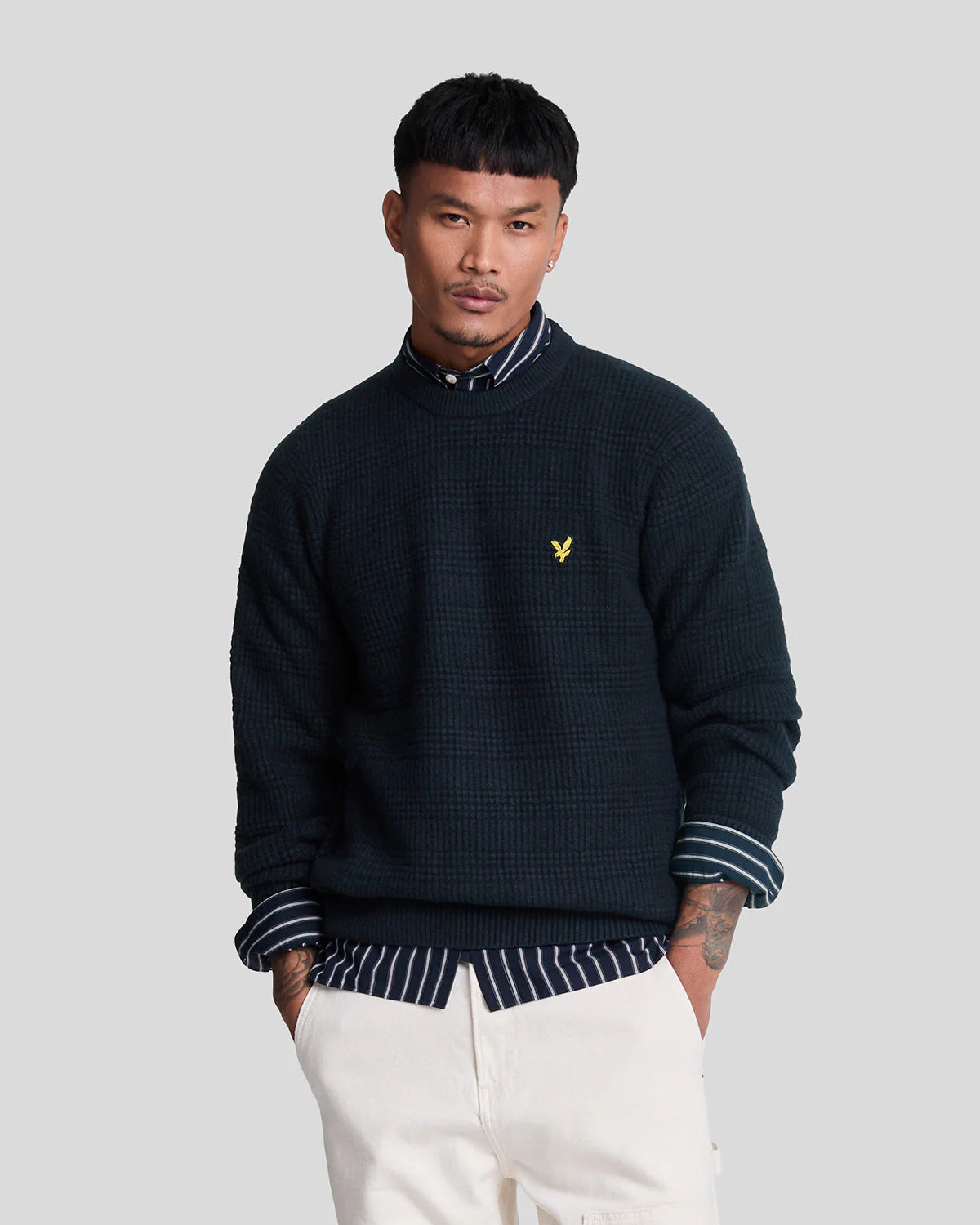 Lyle & Scott Maglione lavorato a nido d'ape Blu Scuro