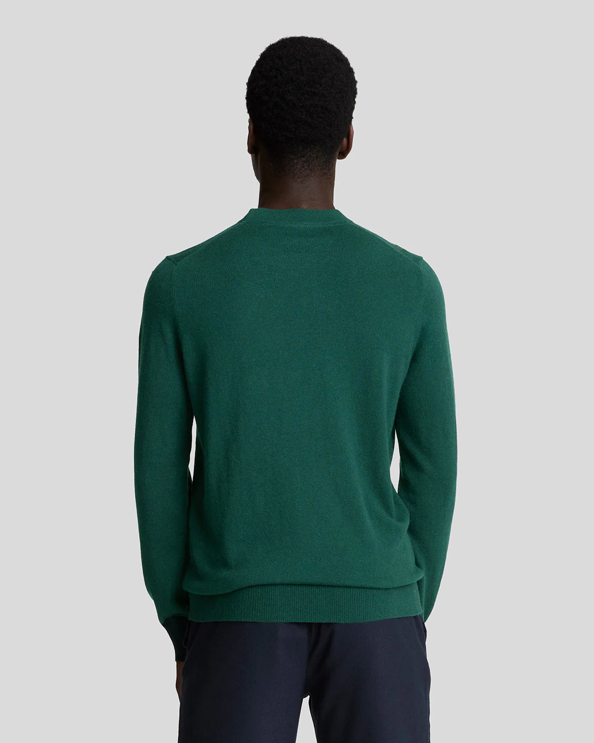 LYLE & SCOTT Maglione Verde scuro girocollo in cotone merino con logo ricamato