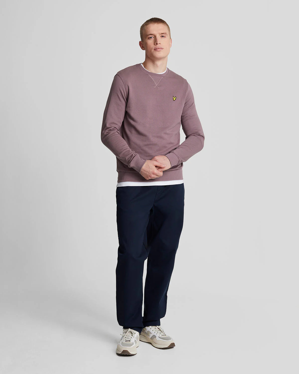 LYLE & SCOTT Felpa girocollo Malva garzata da uomo con logo