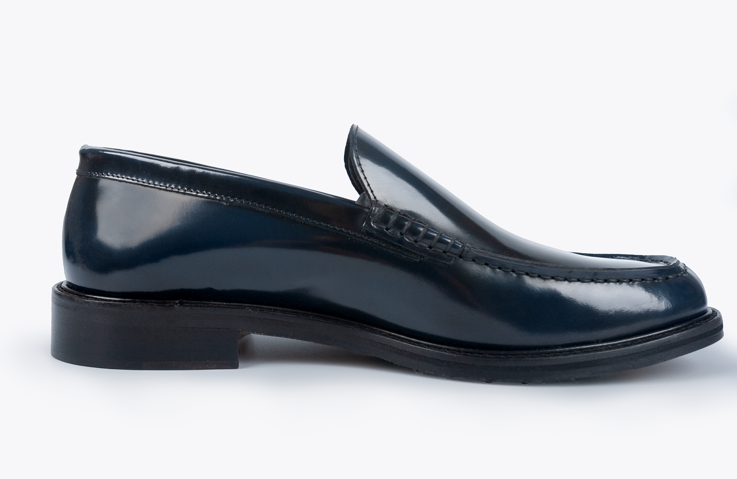 MUSTO ARTIGIANI Mocassino Blu in Pelle Lucida Abrasivata