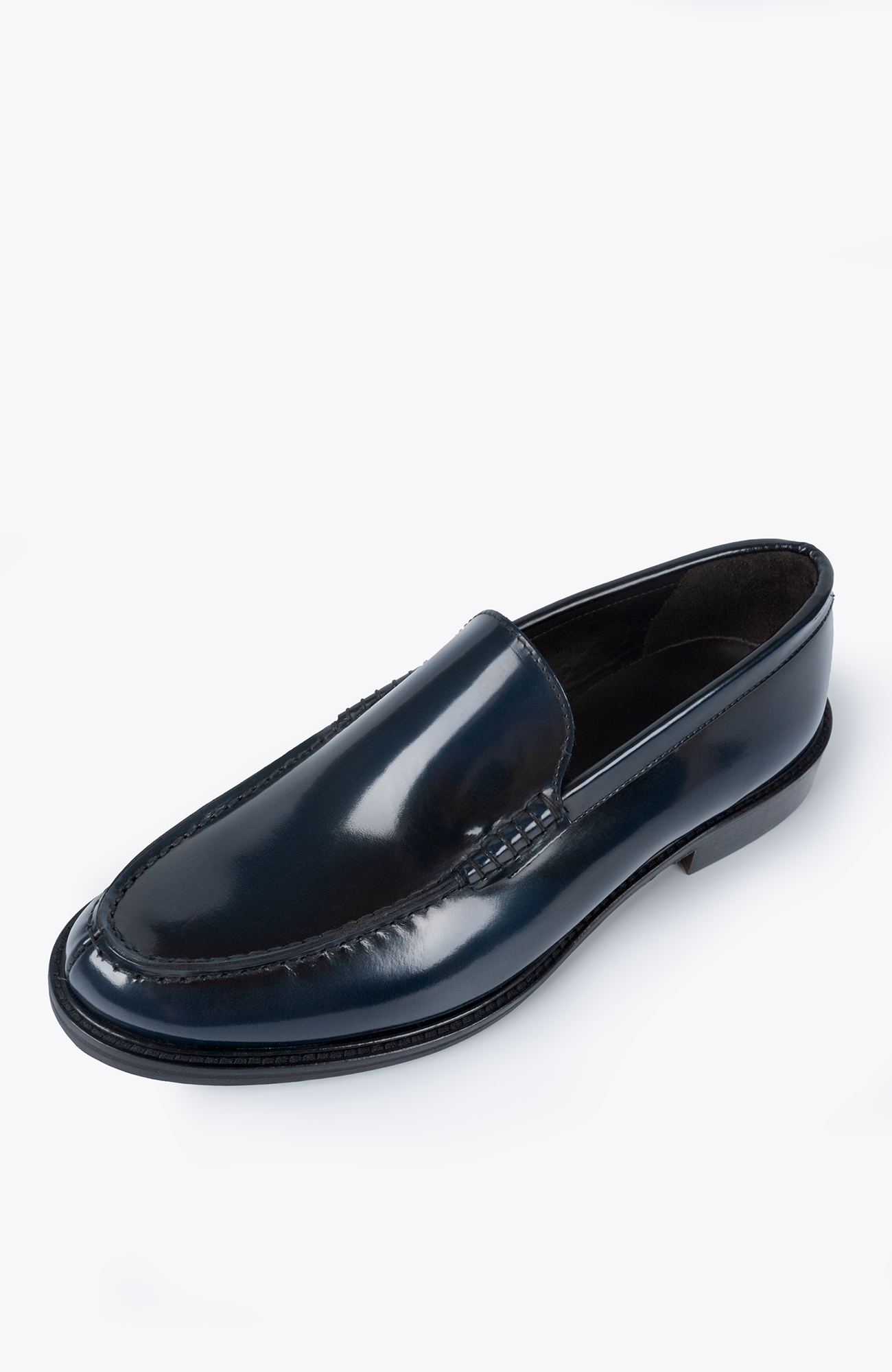 MUSTO ARTIGIANI Mocassino Blu in Pelle Lucida Abrasivata