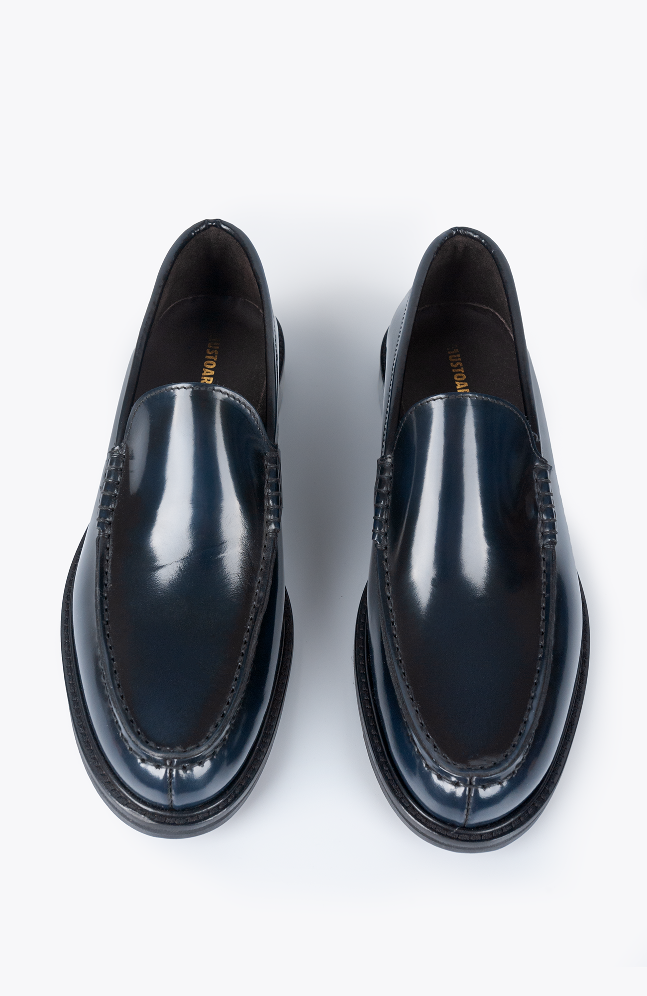 MUSTO ARTIGIANI Mocassino Blu in Pelle Lucida Abrasivata