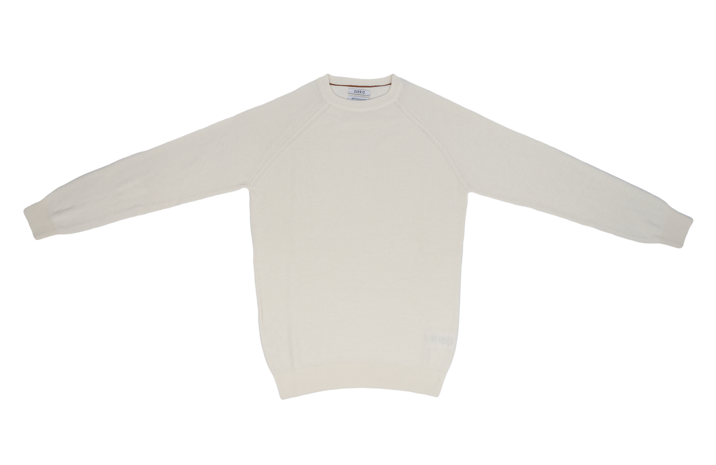 Over/D Maglione paricollo a coste con manica raglan colore Panna