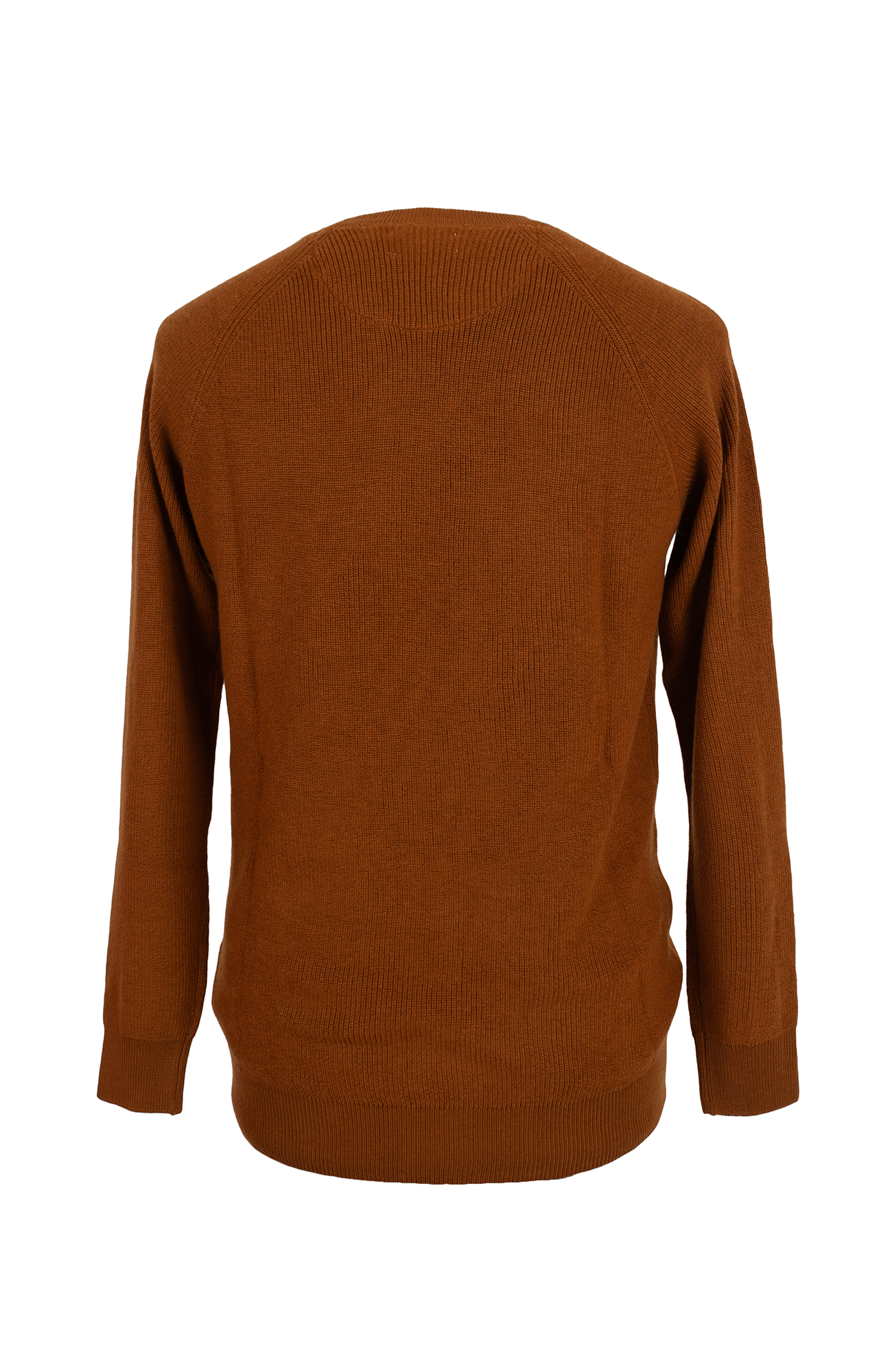 Over/D Maglione paricollo a coste con manica raglan colore Tabacco