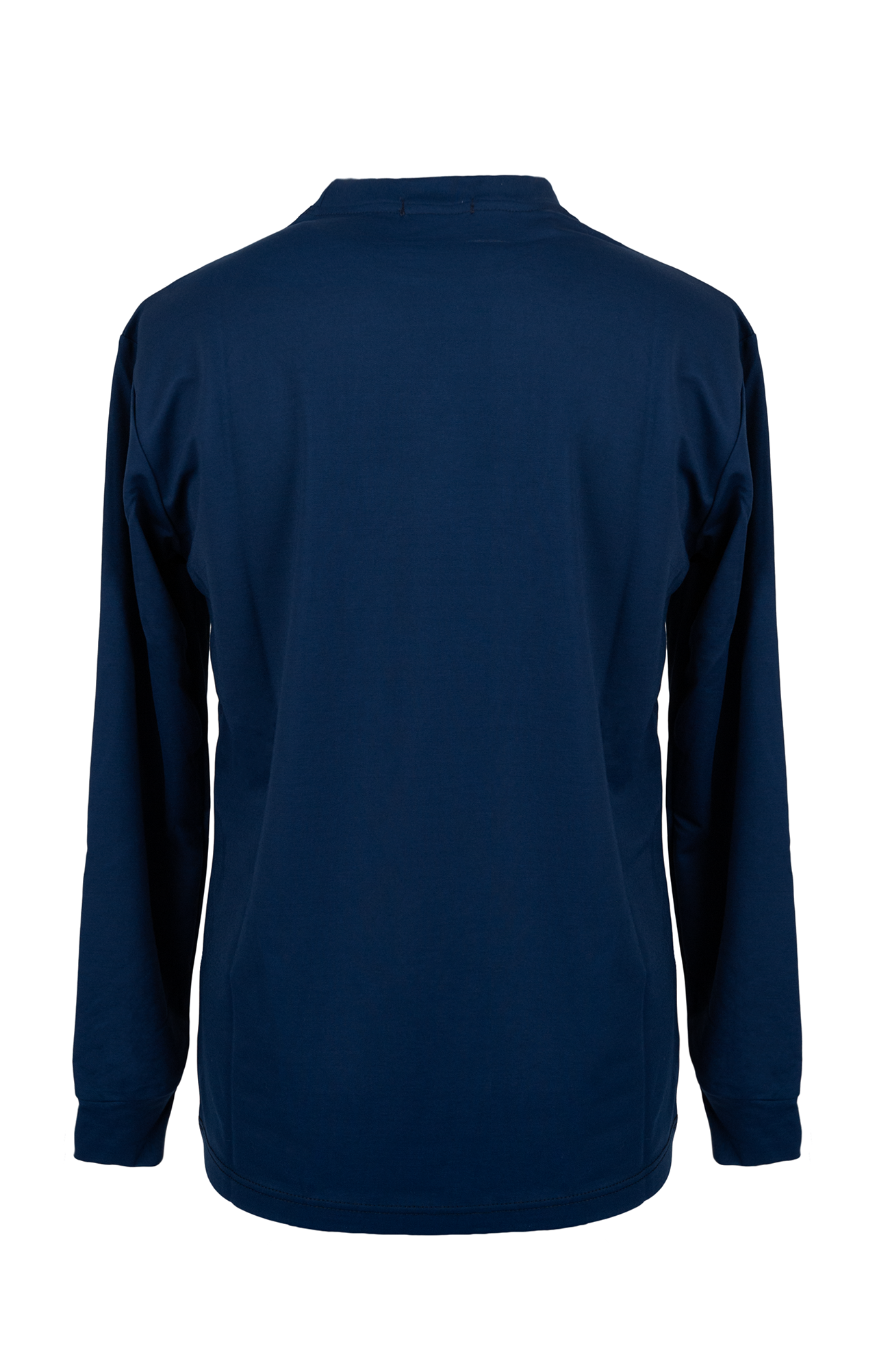 T-shirt Blu manica lunga paricollo in Piquet