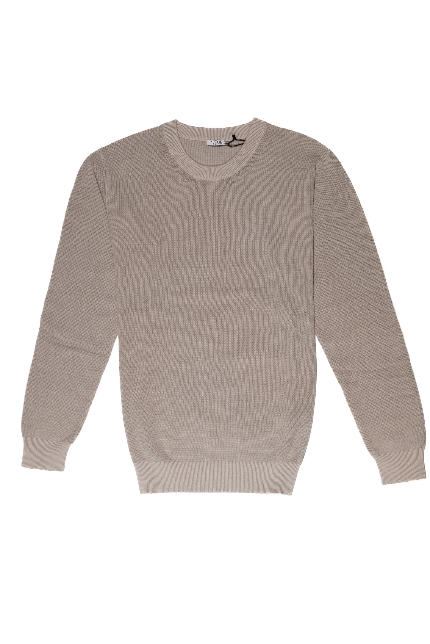 OVER/D Pullover Uomo Girocollo a Coste Greige