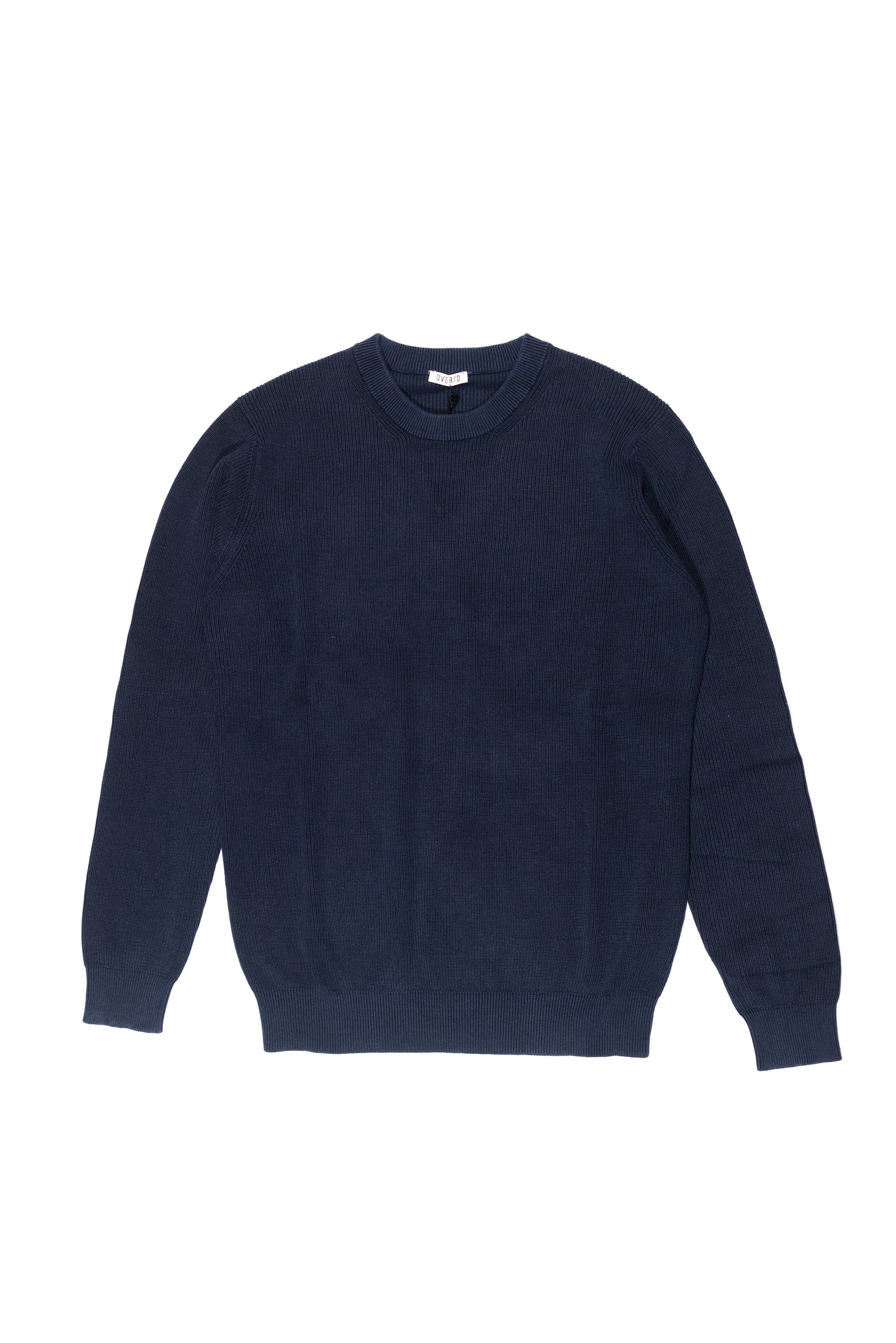 OVER/D Pullover Uomo Girocollo a Coste Blu