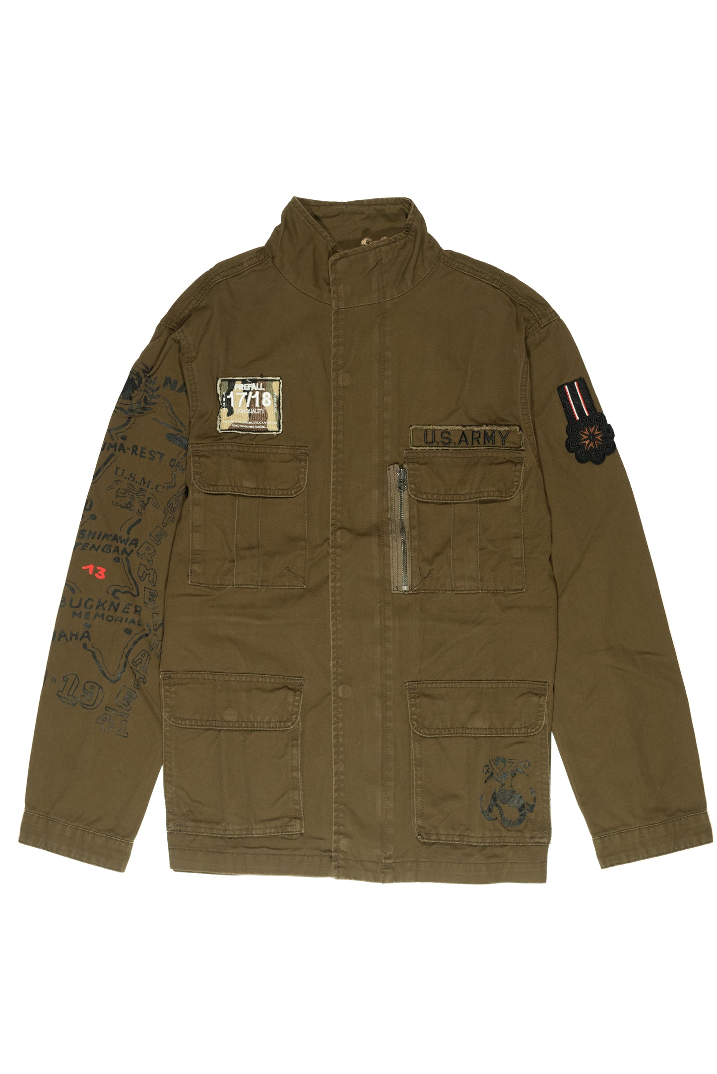 R-YTUAL Giacca Sahariana uomo verde militare