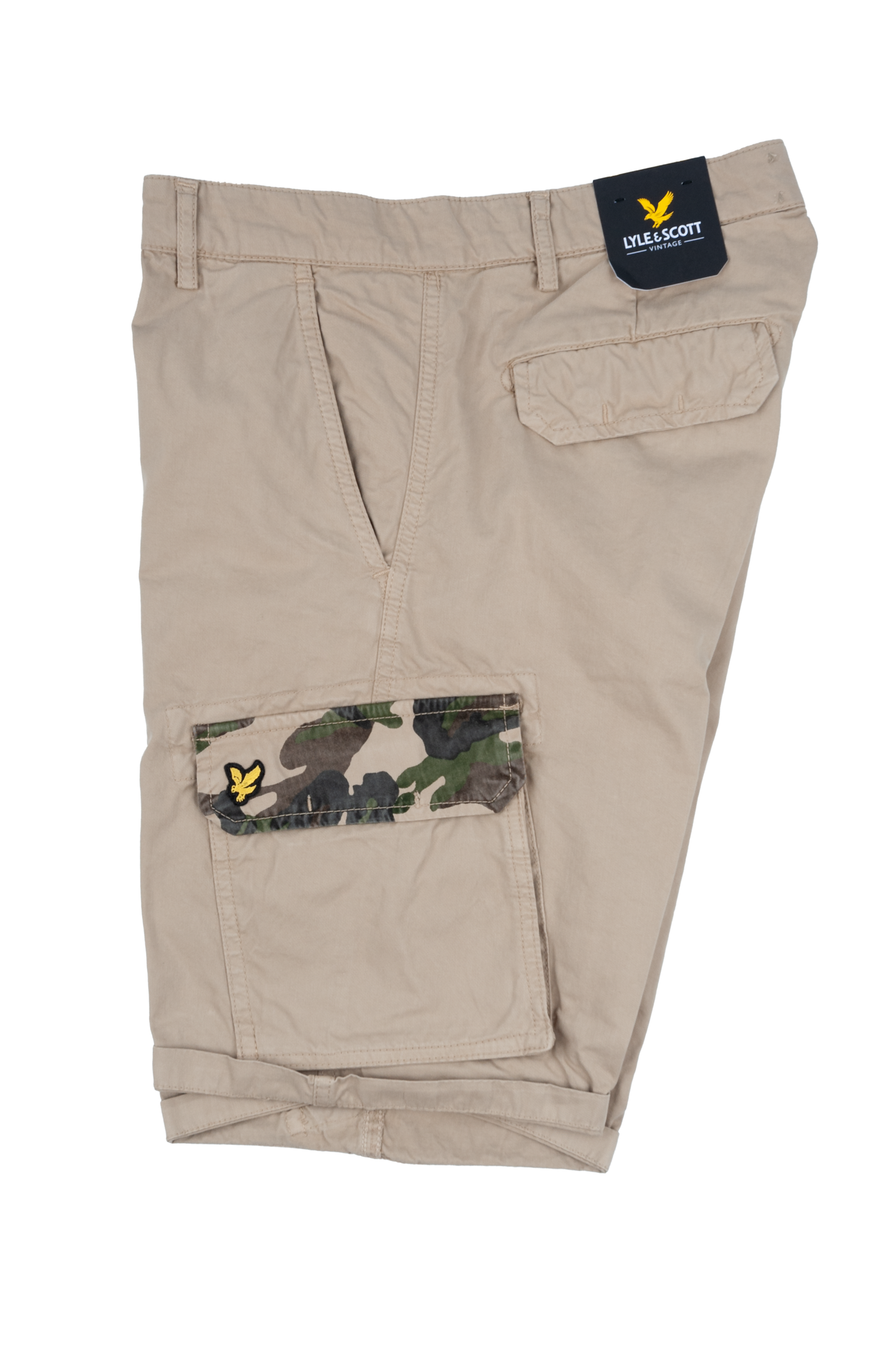 LYLE & SCOTT Pantaloncini da uomo Cargo Wembley SH1815IT Ecru/Desert Camouflage