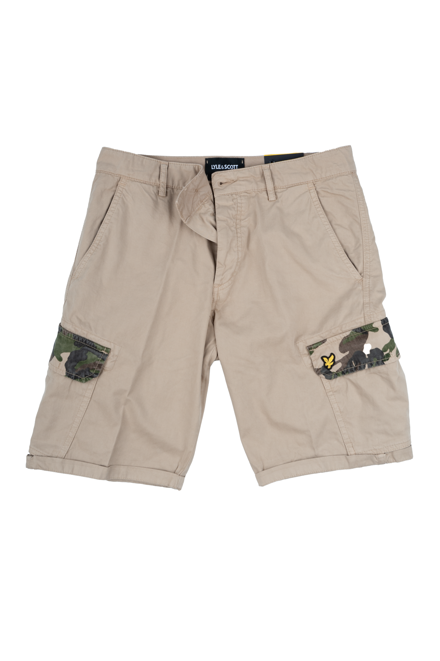 LYLE & SCOTT Pantaloncini da uomo Cargo Wembley SH1815IT Ecru/Desert Camouflage