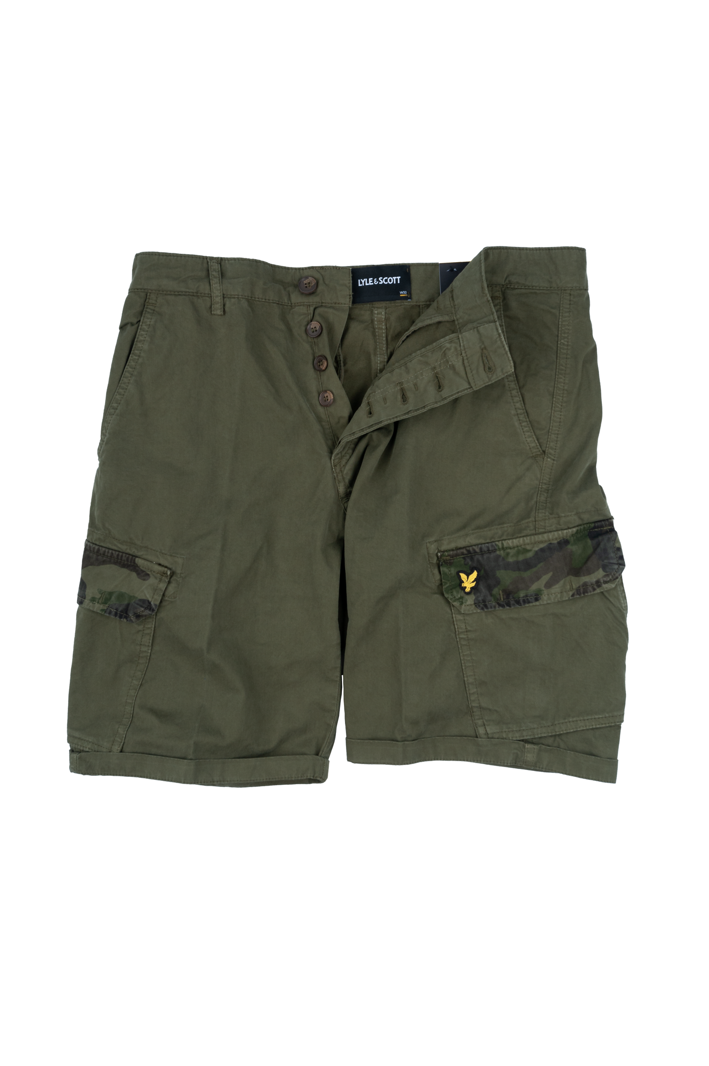 LYLE & SCOTT Pantaloncini da uomo Cargo Wembley SH1815IT Military/Camouflage