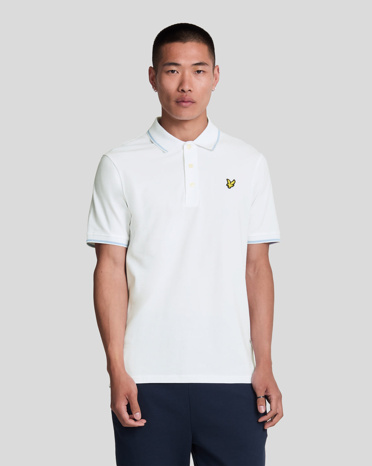 LYLE & SCOTT Tipped Polo Shirt White/ Light Blue