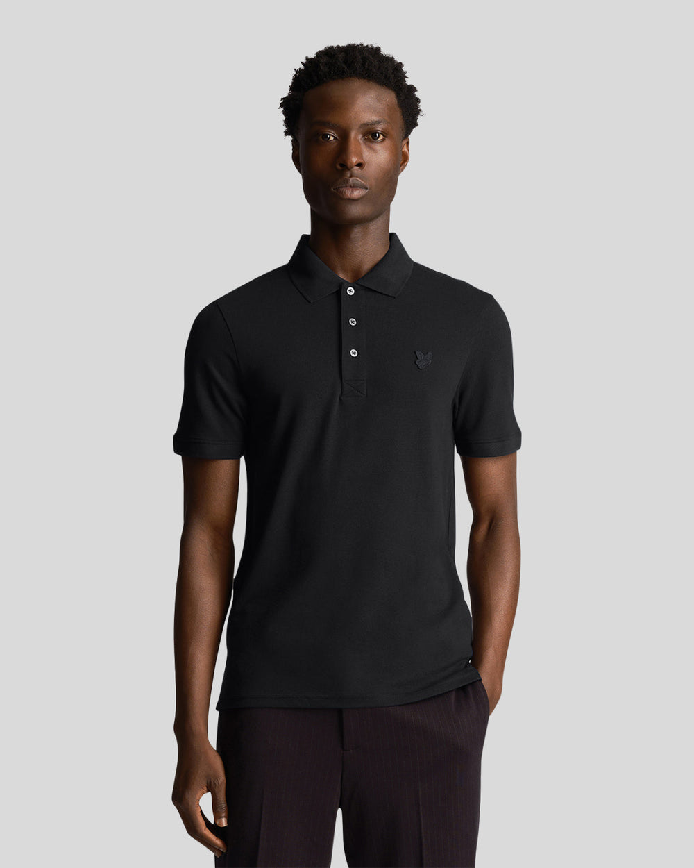 Lyle & Scott Polo da uomo Tonal Eagle SP400TON Jet Black