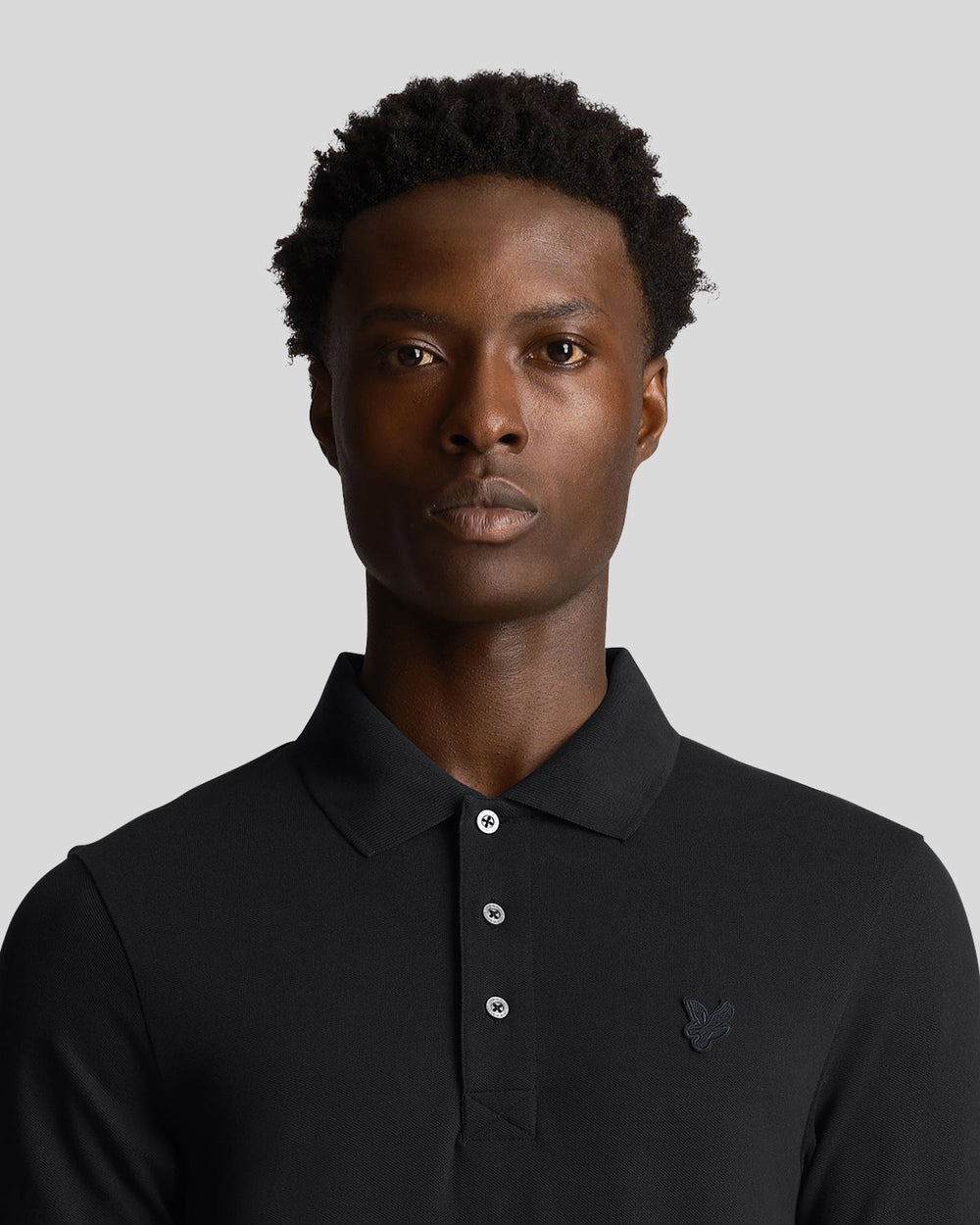 Lyle & Scott Polo da uomo Tonal Eagle SP400TON Jet Black