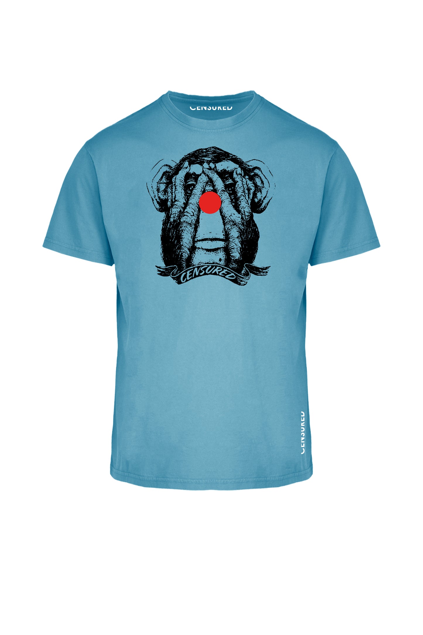 Censured - T-Shirt da uomo azzurra lavaggio acido