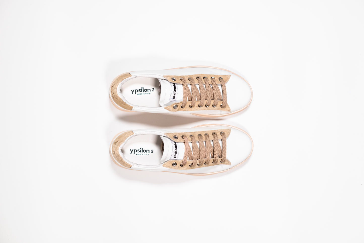 Y2 Sneaker Uomo Bianca con Inserti in Camoscio Beige