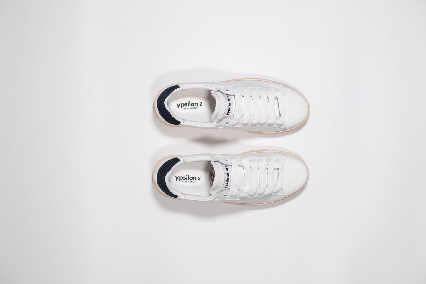Y2 Sneaker da Uomo Bianca con Dettaglio Scamosciato Blu Scuro