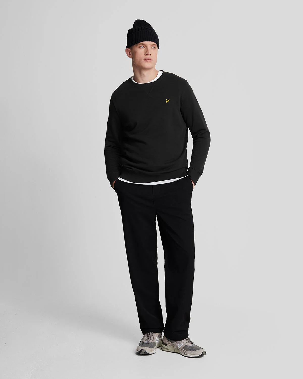 Lyle & Scott Felpa girocollo Nera garzata da uomo con logo