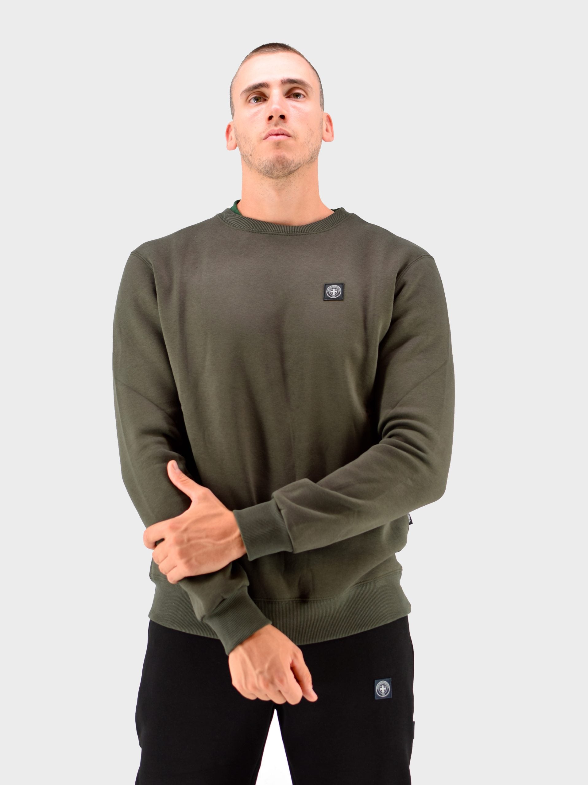 Felpa Three Stroke Minimun girocollo uomo Verde