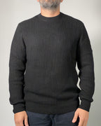 Maglione Nero Three Stroke Denny uomo a coste