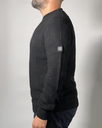 Maglione Nero Three Stroke Denny uomo a coste