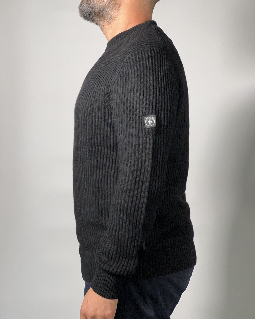 Maglione Nero Three Stroke Denny uomo a coste