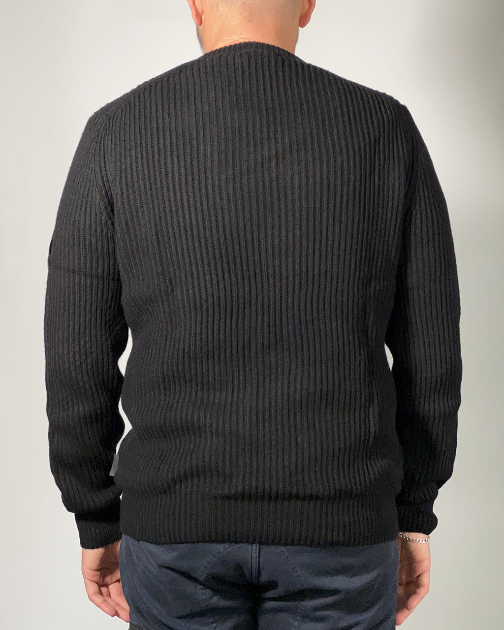 Maglione Nero Three Stroke Denny uomo a coste