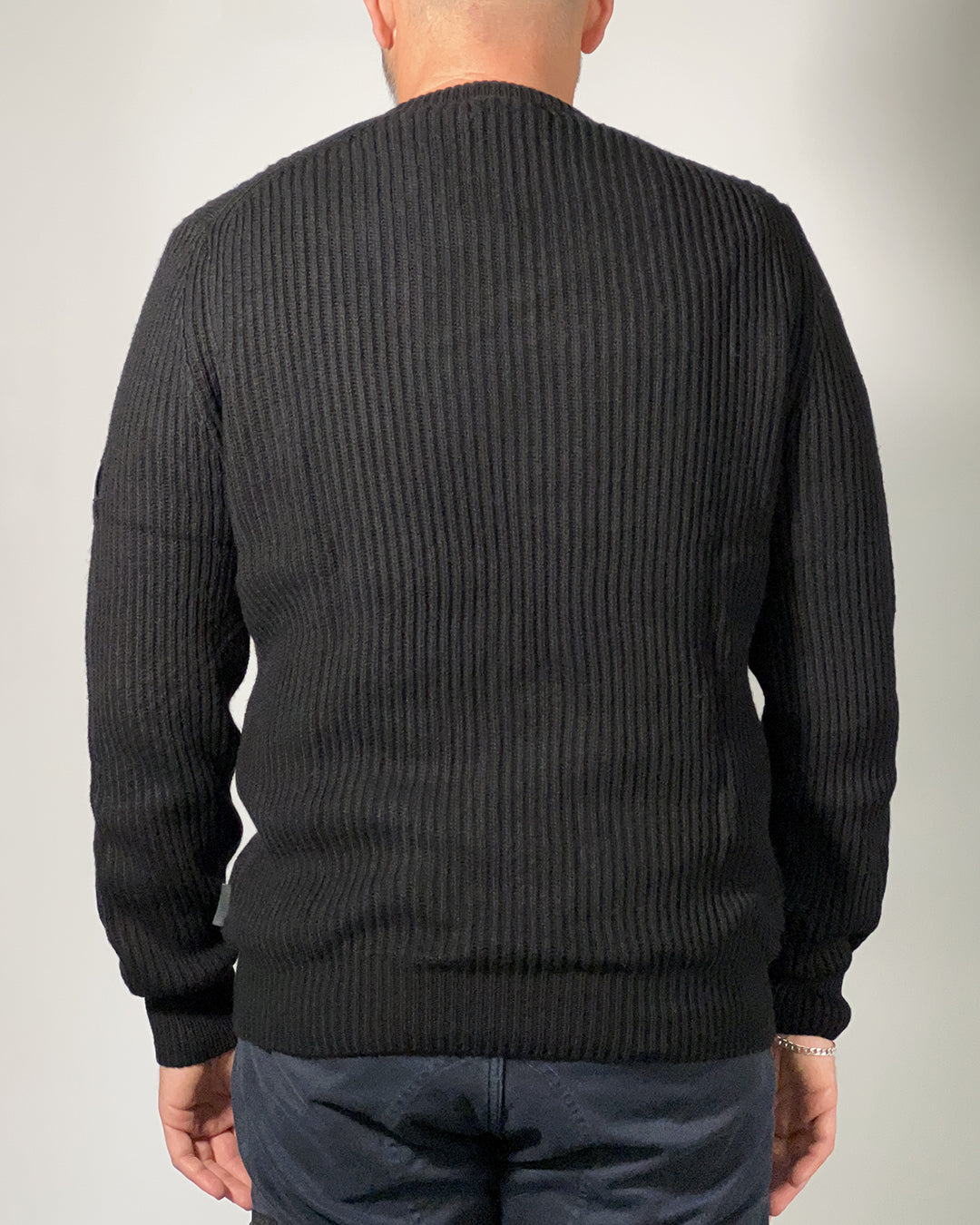 Maglione Nero Three Stroke Denny uomo a coste