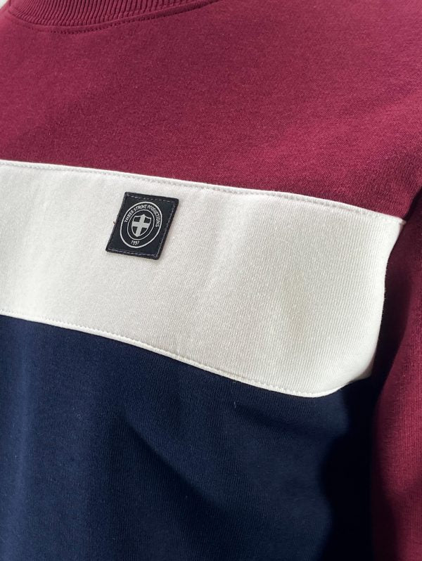 Felpa Three Stroke OSWALD Bordeaux girocollo da uomo