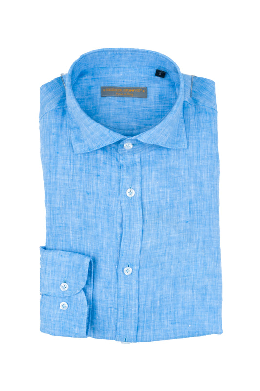 Seeker Groove - Camicia azzurra in lino Made in Italy