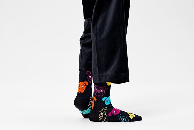 Calzini Happy Socks Dog Sock Nero Fantasia Cagnolini in Cotone Organico