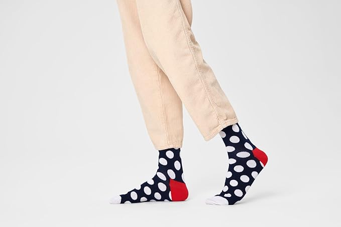 Calzini Happy Socks Big Dot Navy a Pois Colorati in Cotone Organico