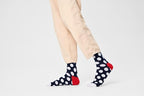 Calzini Happy Socks Big Dot Navy a Pois Colorati in Cotone Organico