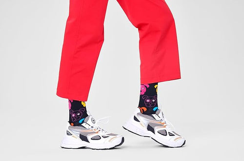 Calzini Happy Socks Dog Sock Nero Fantasia Cagnolini in Cotone Organico
