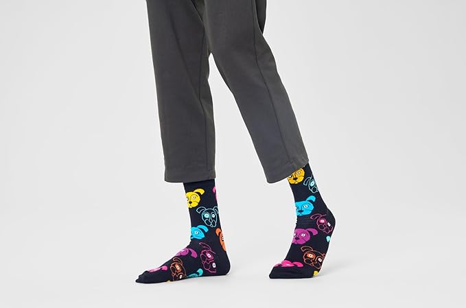 Calzini Happy Socks Dog Sock Nero Fantasia Cagnolini in Cotone Organico