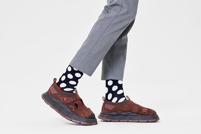 Calzini Happy Socks Big Dot Navy a Pois Colorati in Cotone Organico