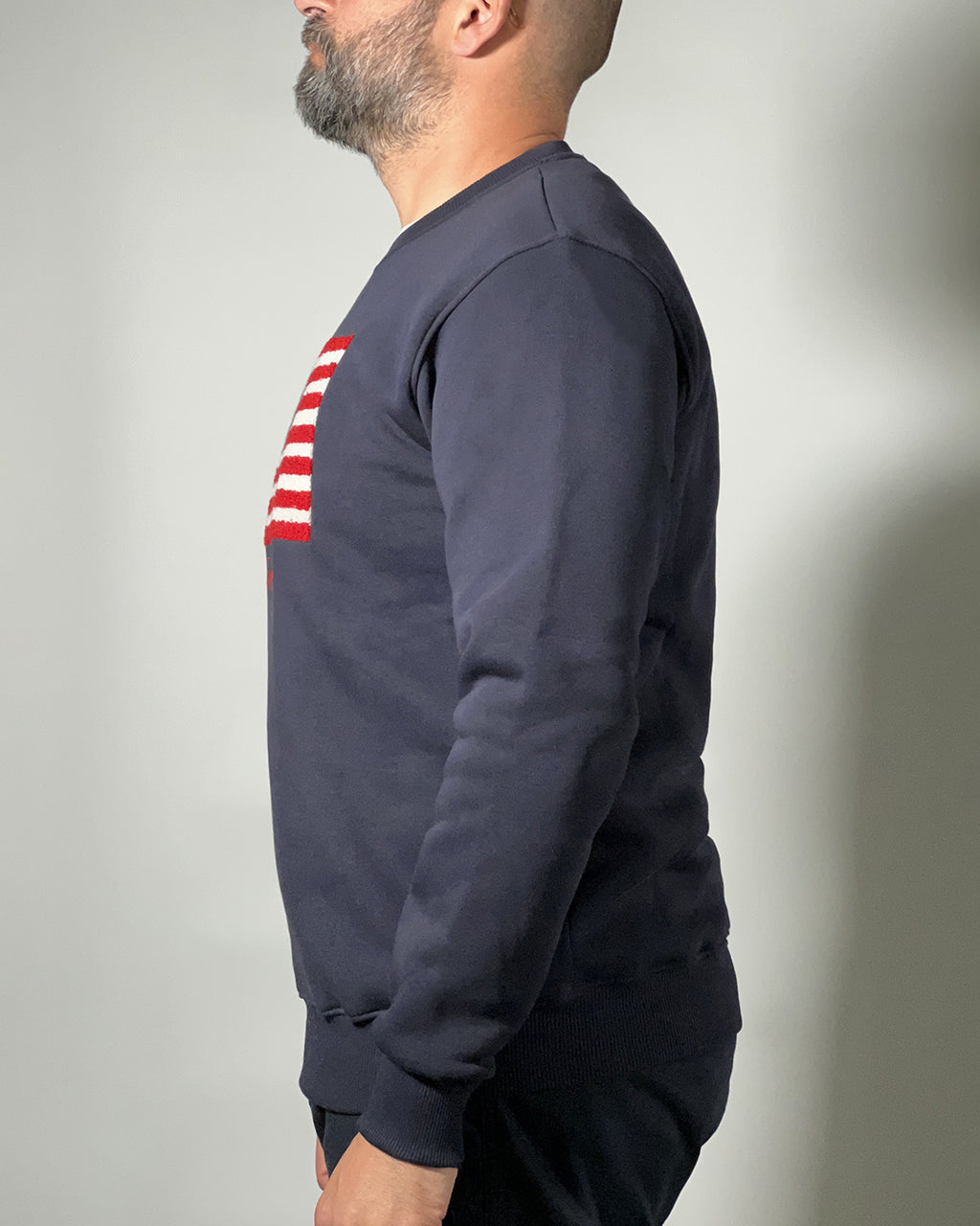 Felpa girocollo Superculture "BANDIERA USA" con ricamo - regular fit