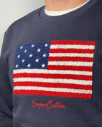 Felpa girocollo Superculture "BANDIERA USA" con ricamo - regular fit