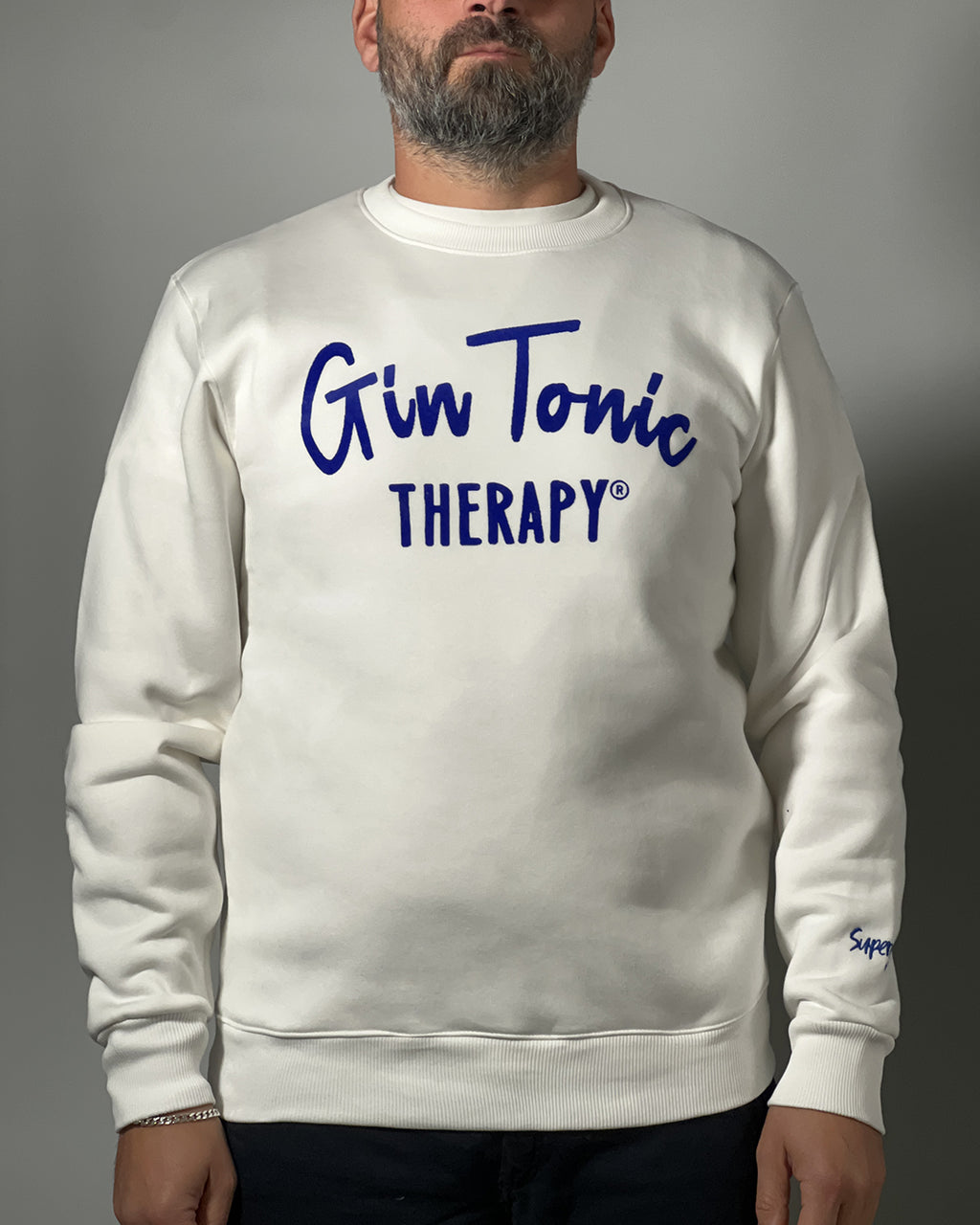 Felpa girocollo Superculture "Gin Tonic THERAPY"  con stampa - regular fit