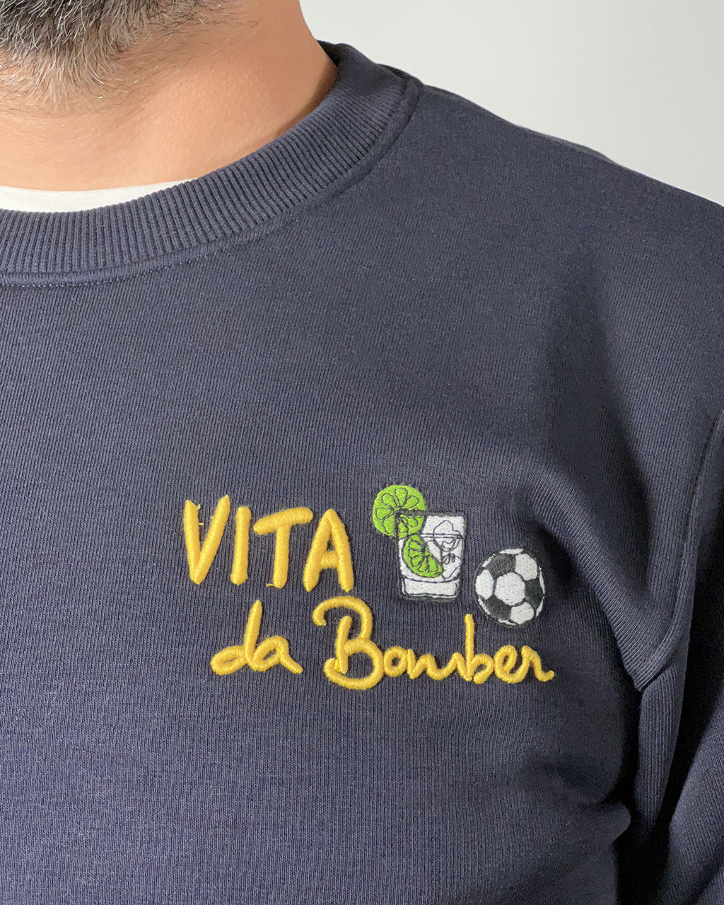 Felpa girocollo Superculture "VITA da Bomber"con ricamo - regular fit