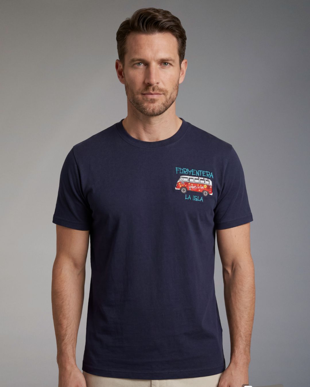 T-Shirt Superculture Blu Navy con Ricamo Formentera La Isla