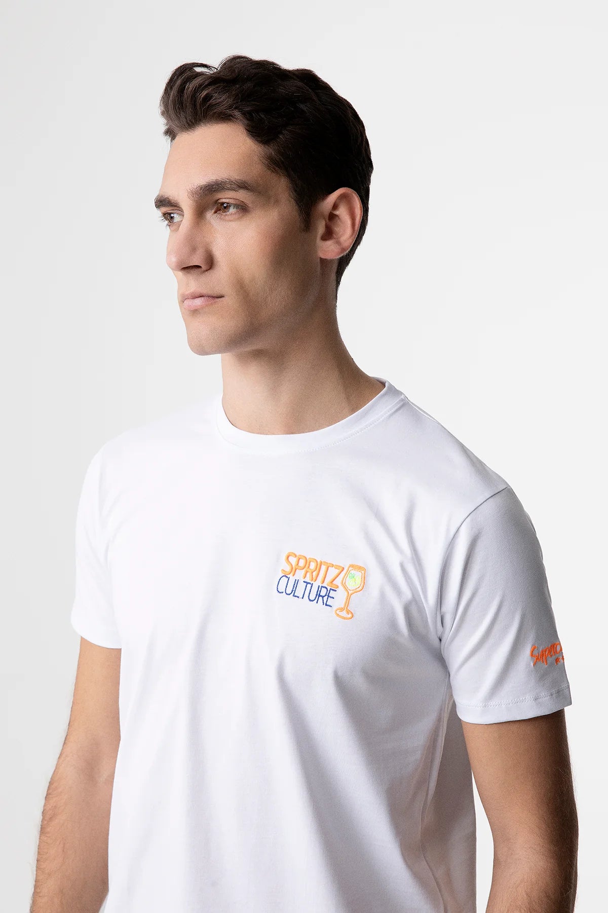 T-Shirt Superculture Bianca Uomo Ricamo Spritz Culture