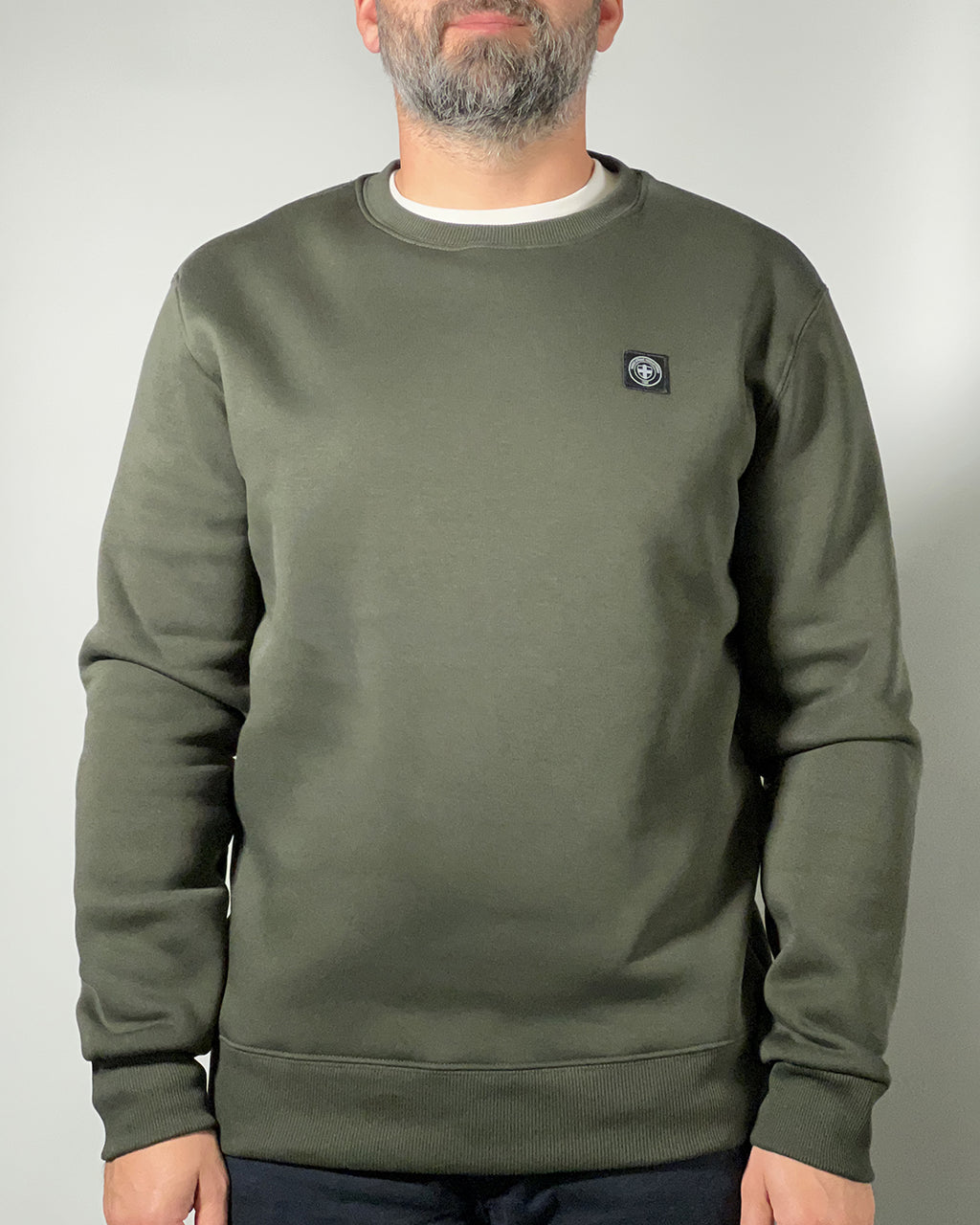 Felpa Three Stroke Minimum uomo girocollo Verde Melange