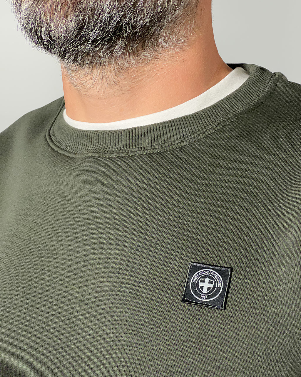 Felpa Three Stroke Minimum uomo girocollo Verde Melange