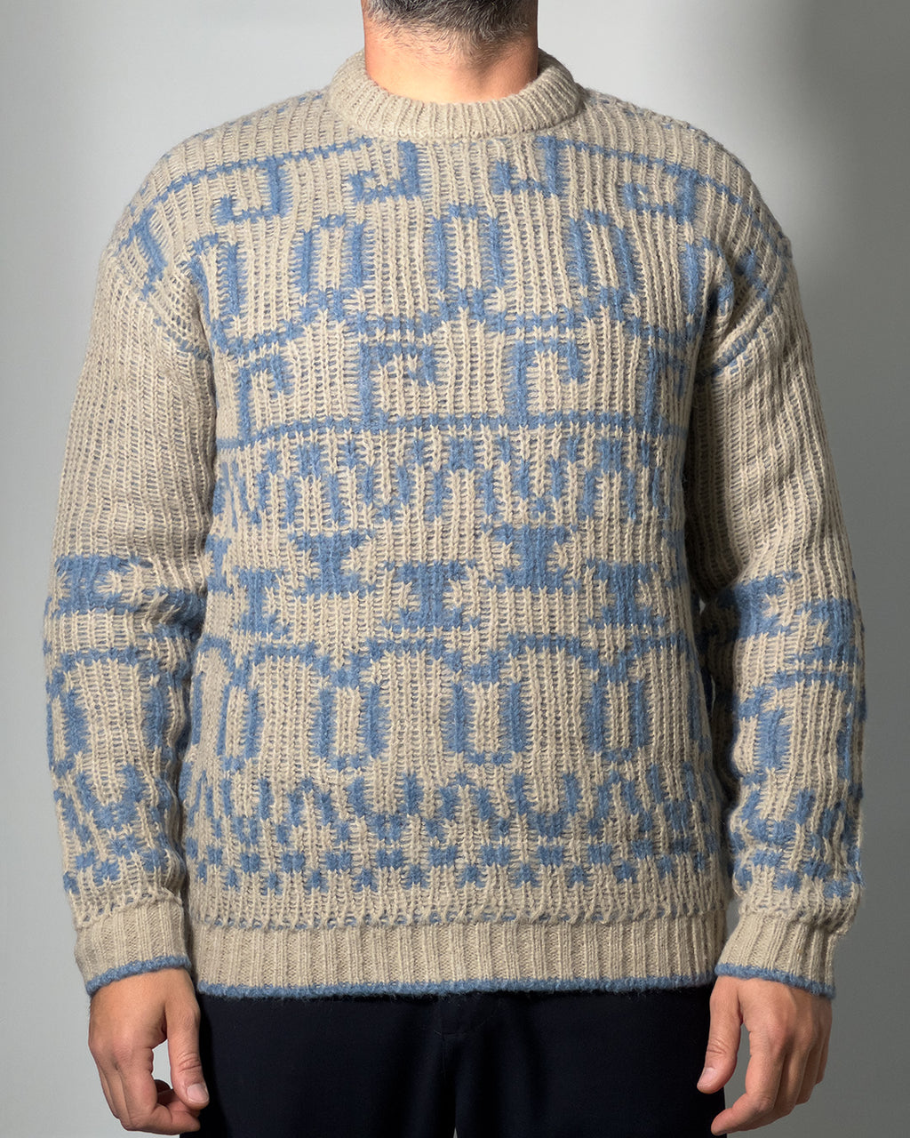 Maglione BLEND Beige e Azzurro con Motivo Jacquard