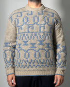 Maglione BLEND Beige e Azzurro con Motivo Jacquard